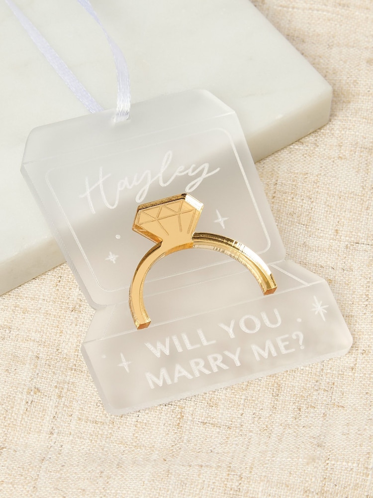 Personalised Engagement Ring Christmas Proposal Decoration by No Ordinary Gift - Image 1 of 3