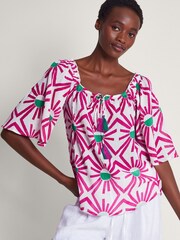 Monsoon Zamora Geometric Print Sun Top - Image 1 of 5