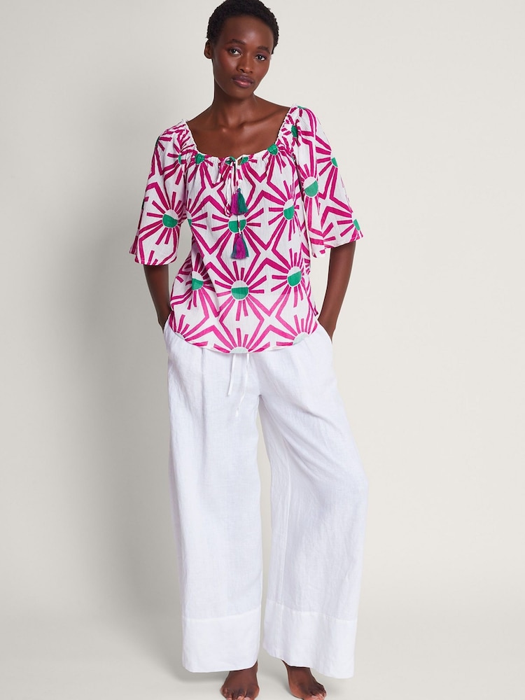 Monsoon Zamora Geometric Print Sun Top - Image 2 of 5