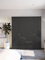 Wiemann Peyton Graphite Glass Semi Fitted 4 Door Wardrobe - Image 1 of 6