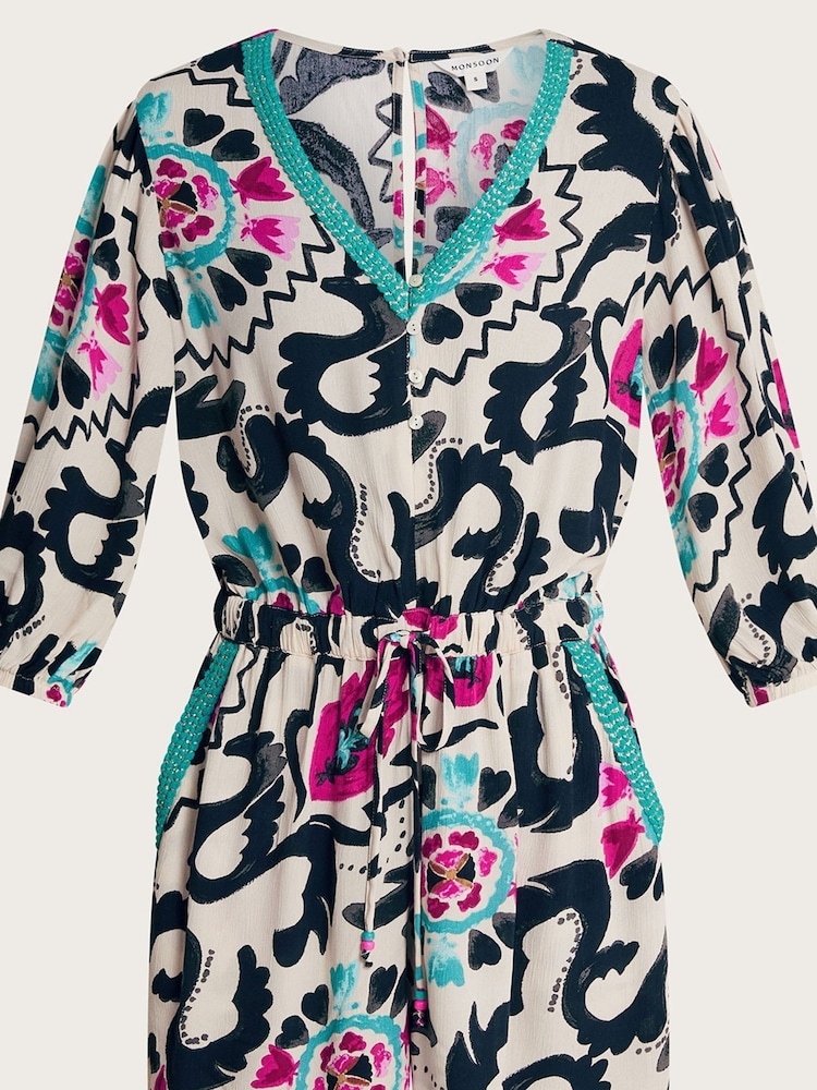 Monsoon Black Print Avelle Playsuit - Image 5 of 5