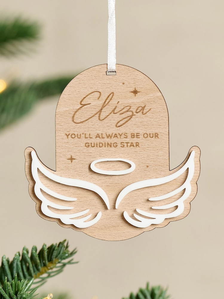 Personalised Wings Remembrance Christmas Hanging Decoration by No Ordinary Gift - Image 1 of 2