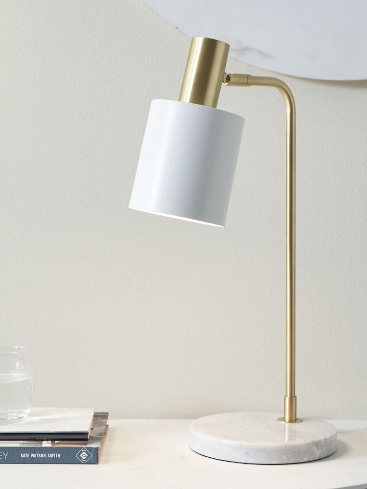 Pacific White/Gold Biba Marble Footed White & Gold Retro Table Lamp - Image 1 of 6