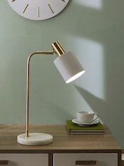 Pacific White/Gold Biba Marble Footed White & Gold Retro Table Lamp - Image 2 of 6