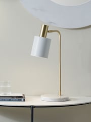 Pacific White/Gold Biba Marble Footed White & Gold Retro Table Lamp - Image 3 of 6