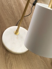 Pacific White/Gold Biba Marble Footed White & Gold Retro Table Lamp - Image 5 of 6