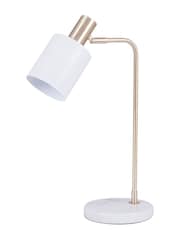Pacific White/Gold Biba Marble Footed White & Gold Retro Table Lamp - Image 6 of 6