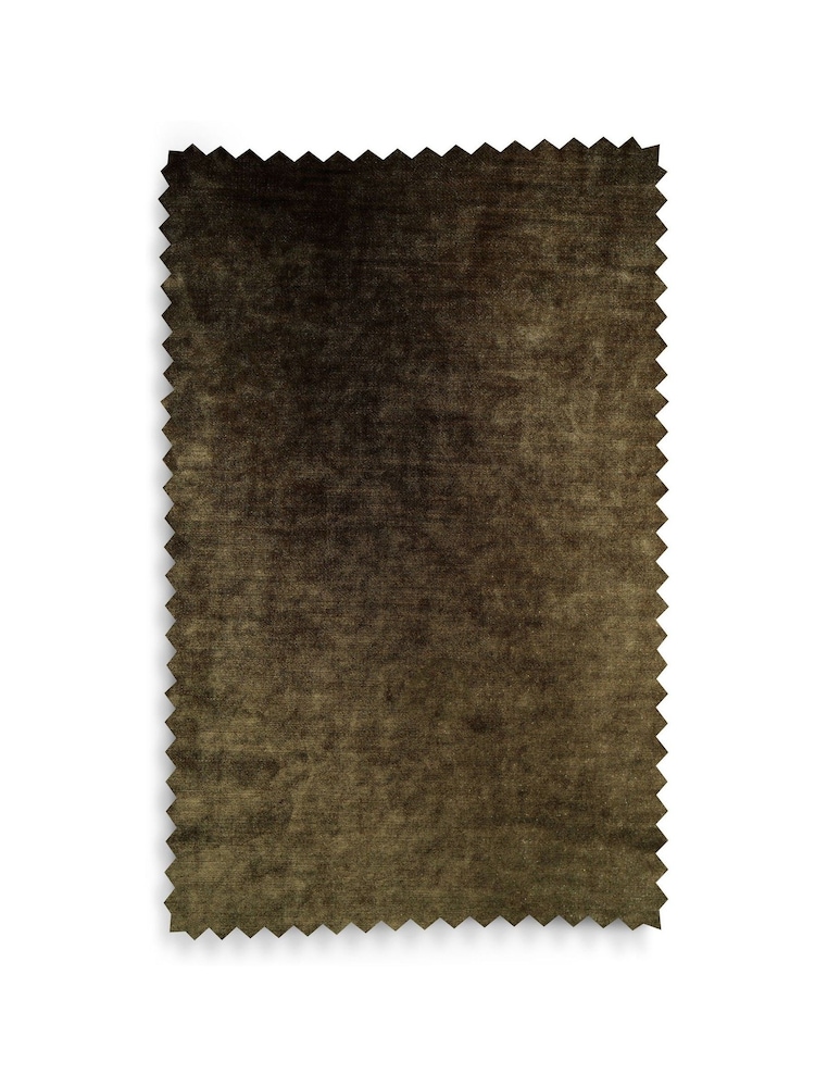 Olive Green Collection Luxe Heavyweight Super Thermal Plush Velvet Pencil Pleat Curtains - Image 4 of 4