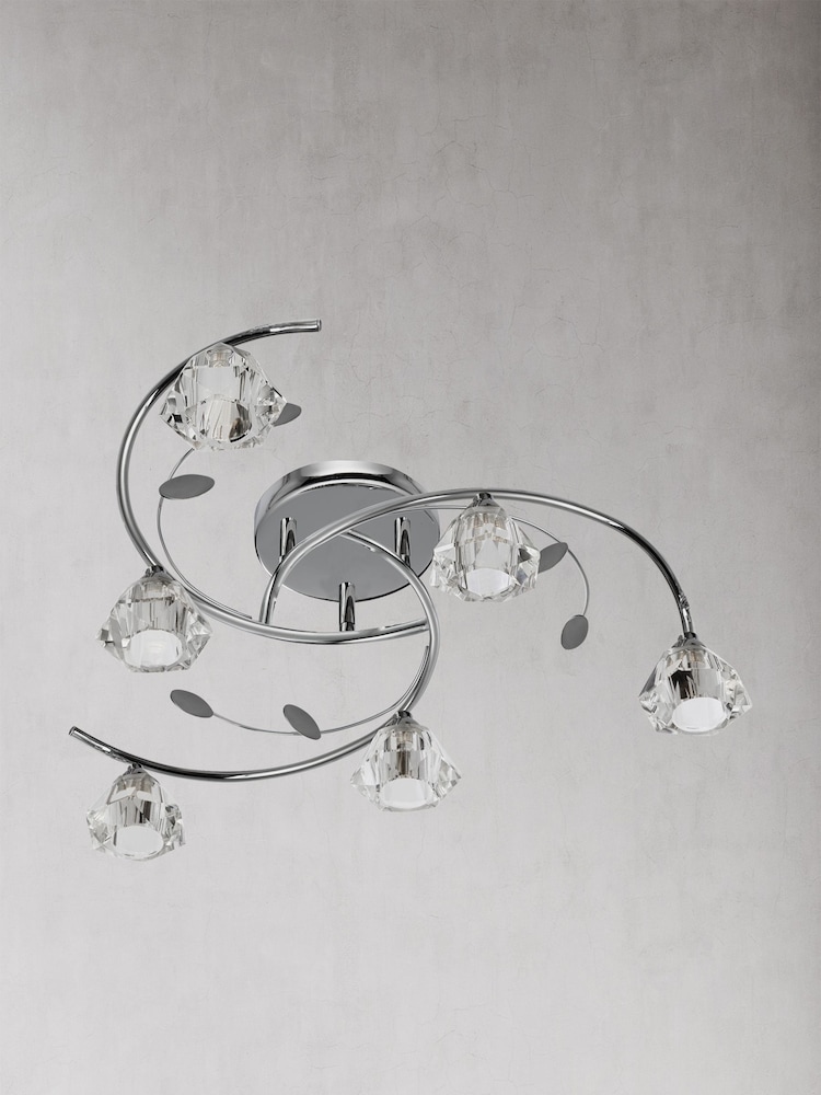 Searchlight Metal Paradise 6 Light Semi Flush Fitting Ceiling Light - Image 2 of 3