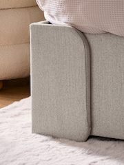 Contemporary Blend Light Natural Wynn Upholstered Ottoman Storage Hotel Bed Frame With Bedside Tables and Lights - Image 3 of 9
