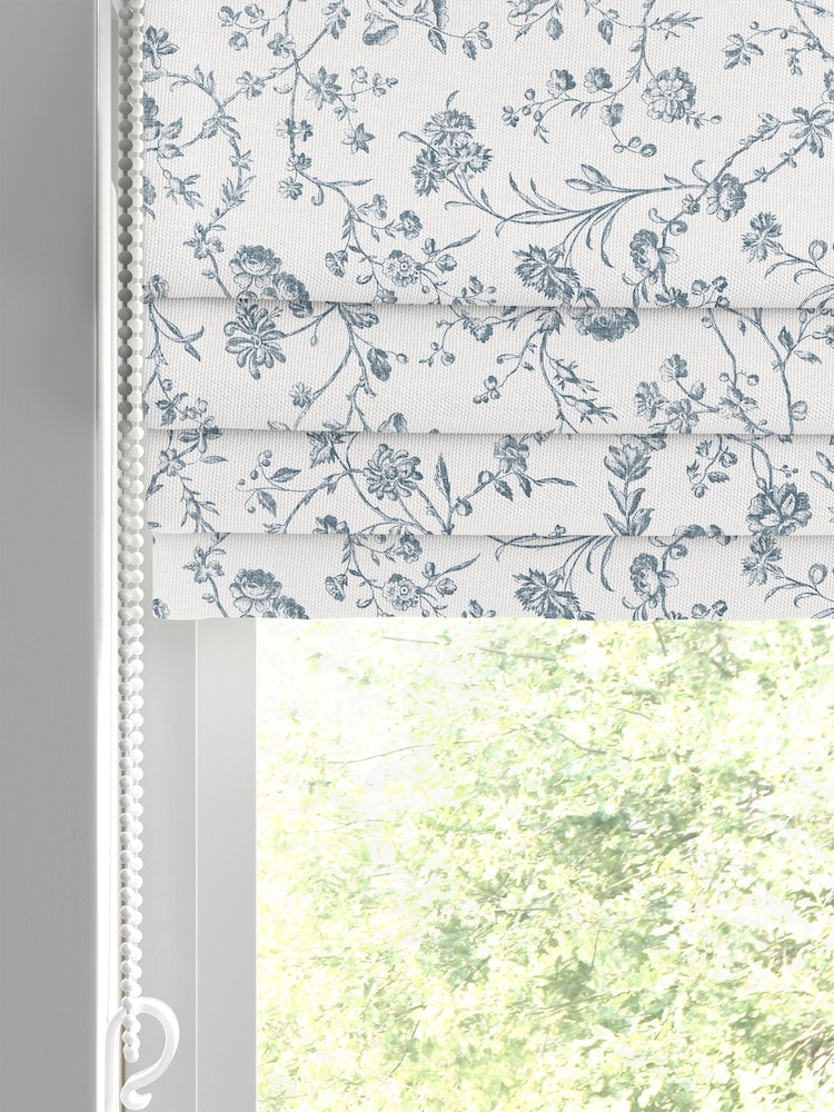 Laura Ashley Dark Seaspray Blue Aria Made to Measure 100% Cotton Roman Blinds - Image 2 of 6 Laura Ashley Dark Seaspray Blue Aria Made to Measure 100% Cotton Roman Blinds - Image 2 of 6