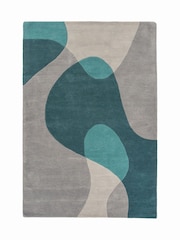 Asiatic Rugs Teal Blue Matrix Abstract Wool Rich Rug - Image 1 of 5