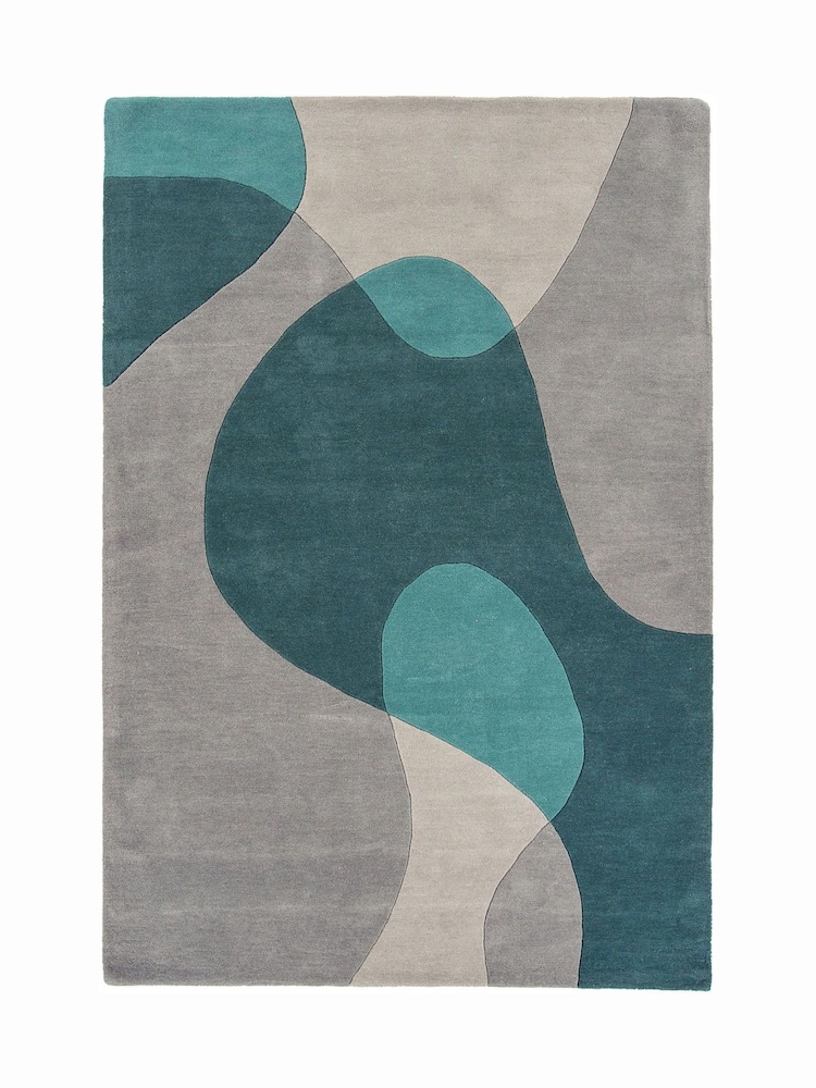 Asiatic Rugs Teal Blue Matrix Abstract Wool Rich Rug - Image 1 of 5