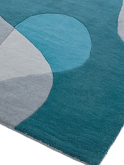 Asiatic Rugs Teal Blue Matrix Abstract Wool Rich Rug - Image 2 of 5