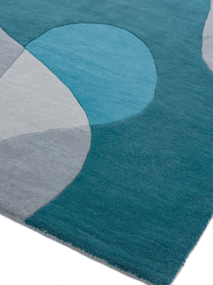 Asiatic Rugs Teal Blue Matrix Abstract Wool Rich Rug - Image 2 of 5