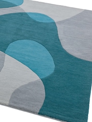 Asiatic Rugs Teal Blue Matrix Abstract Wool Rich Rug - Image 4 of 5