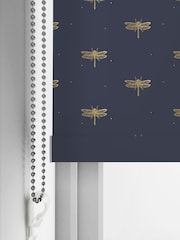 Sara Miller Navy Blue Dragonfly Made to Measure Roller Blinds - Image 3 of 6