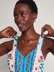 Monsoon Multi 100% Cotton Anya Border Print Dress - Image 4 of 5