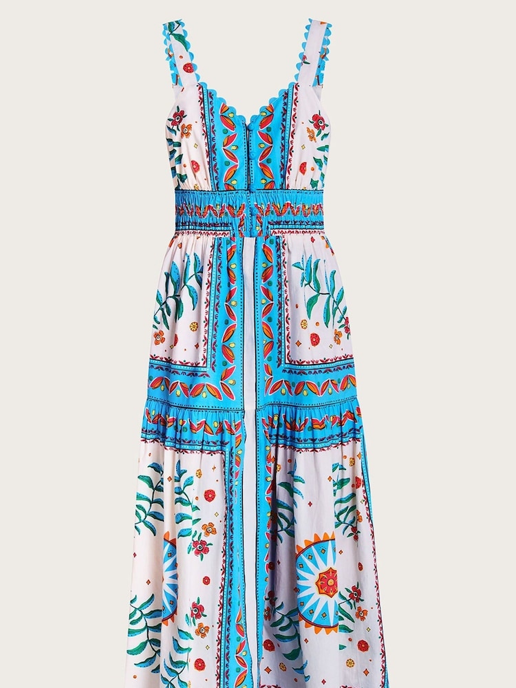 Monsoon Multi 100% Cotton Anya Border Print Dress - Image 5 of 5 Monsoon Multi 100% Cotton Anya Border Print Dress - Image 5 of 5