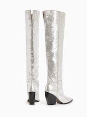 AllSaints Silver Reina Metallic Boots - Image 3 of 5