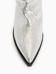 AllSaints Silver Reina Metallic Boots - Image 4 of 5