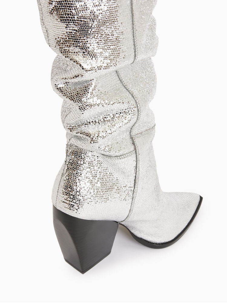 AllSaints Silver Reina Metallic Boots - Image 5 of 5
