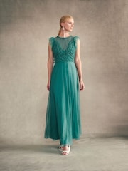 Monsoon Green Irina Hand Embellished Maxi Dress - Image 1 of 6