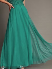 Monsoon Green Irina Hand Embellished Maxi Dress - Image 4 of 6