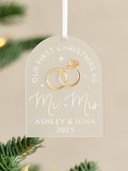 Personalised Metallic Rings Engagement Christmas Decoration by No Ordinary Gift - Image 1 of 3