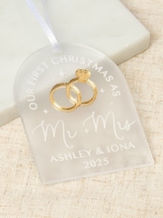 Personalised Metallic Rings Engagement Christmas Decoration by No Ordinary Gift - Image 2 of 3