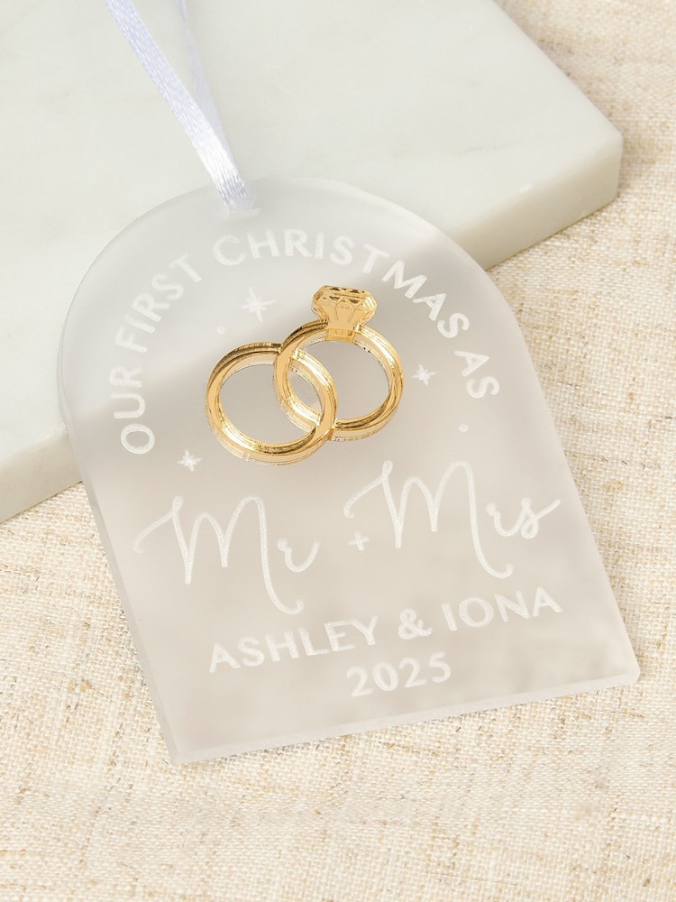 Personalised Metallic Rings Engagement Christmas Decoration by No Ordinary Gift - Image 2 of 3 Personalised Metallic Rings Engagement Christmas Decoration by No Ordinary Gift - Image 2 of 3