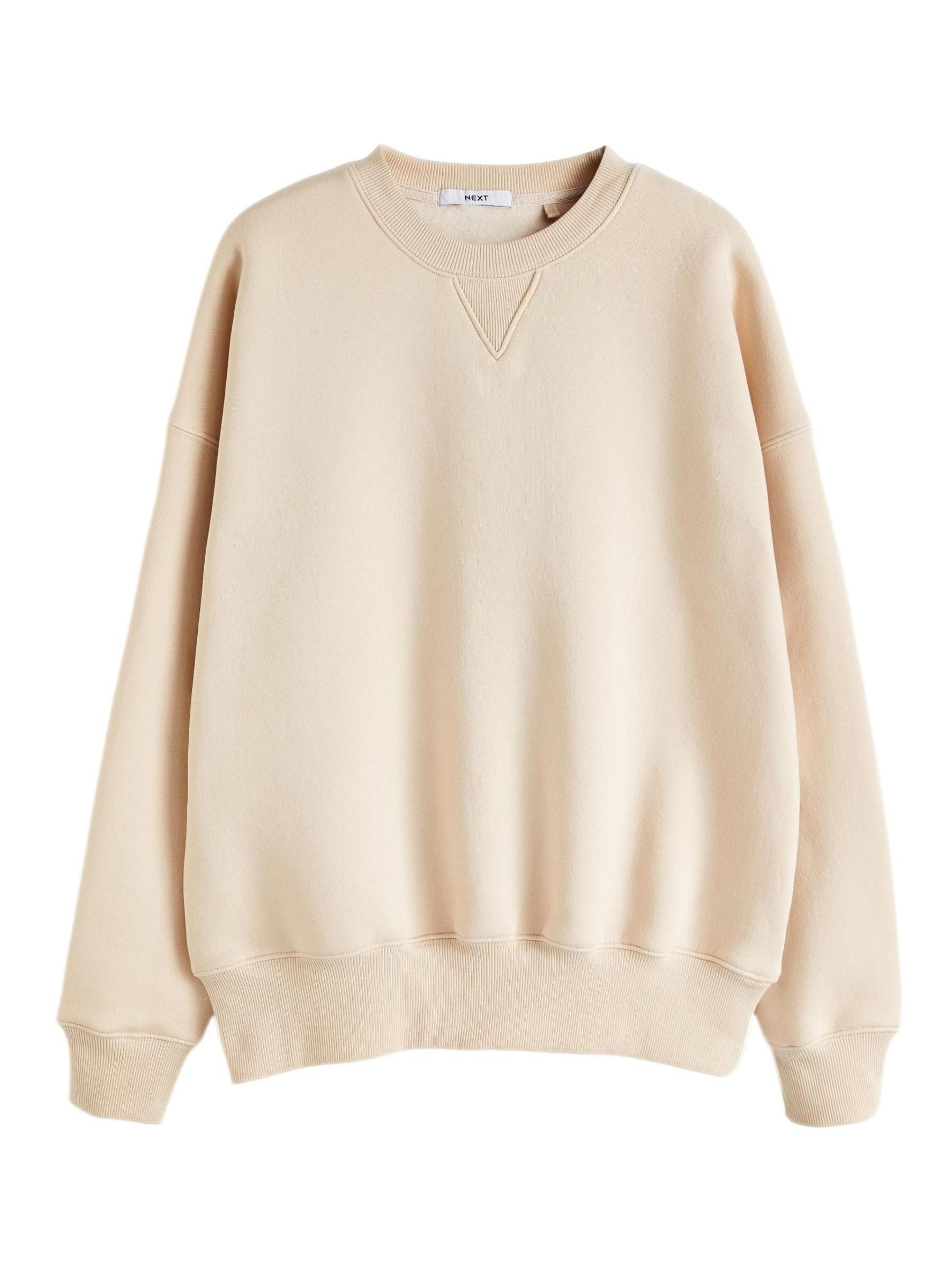 Buy Neutral Oversized Heavyweight Brushed Longline Crew Neck Sweatshirt from Next Luxembourg