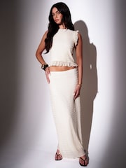 South Beach Cream Textured Maxi Skirt - Image 1 of 6