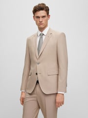 BOSS Natural Micro Patterned Stretch Regular Fit Jacket - Image 1 of 6