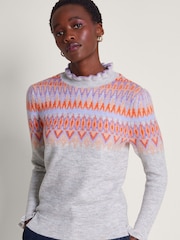 Monsoon Grey Fairisle Pattern Jumper - Image 1 of 5