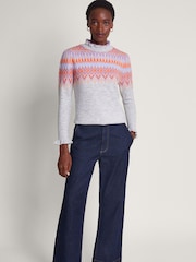 Monsoon Grey Fairisle Pattern Jumper - Image 3 of 5
