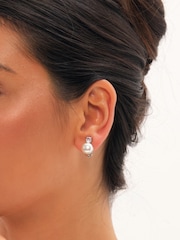 Jon Richard Silver Plated Crystal And Pearl Clip Earrings - Image 1 of 3