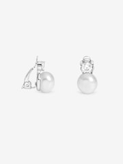 Jon Richard Silver Plated Crystal And Pearl Clip Earrings - Image 3 of 3