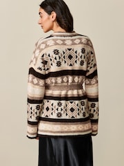 Brown/Neutral Pattern Cardigan - Image 2 of 6