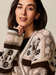Brown/Neutral Pattern Cardigan - Image 3 of 6