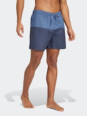 adidas Blue Colorblock CLX Short Length Swim Shorts - Image 1 of 6