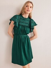 Boden Green Pretty Trim Jersey Mini Dress - Image 3 of 4