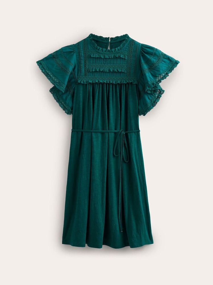 Boden Green Pretty Trim Jersey Mini Dress - Image 4 of 4 Boden Green Pretty Trim Jersey Mini Dress - Image 4 of 4