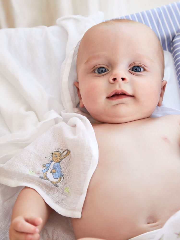JoJo Maman Bébé 5-Pack Peter Rabbit Embroidered Muslins - Image 2 of 4