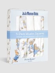 JoJo Maman Bébé 5-Pack Peter Rabbit Embroidered Muslins - Image 3 of 4