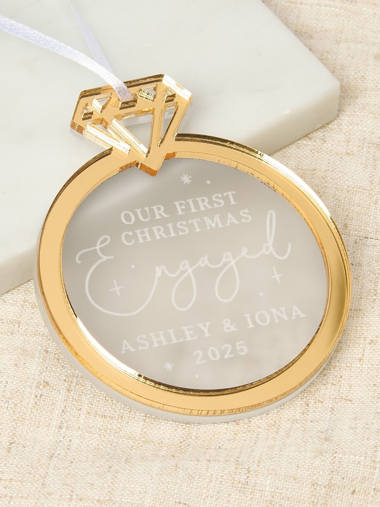 Personalised Engagement Ring Christmas Hanging Decoration by No Ordinary Gift - Image 1 of 3