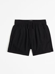 Abercrombie & Fitch Elasticated Waist Linen Look Black Shorts - Image 1 of 2
