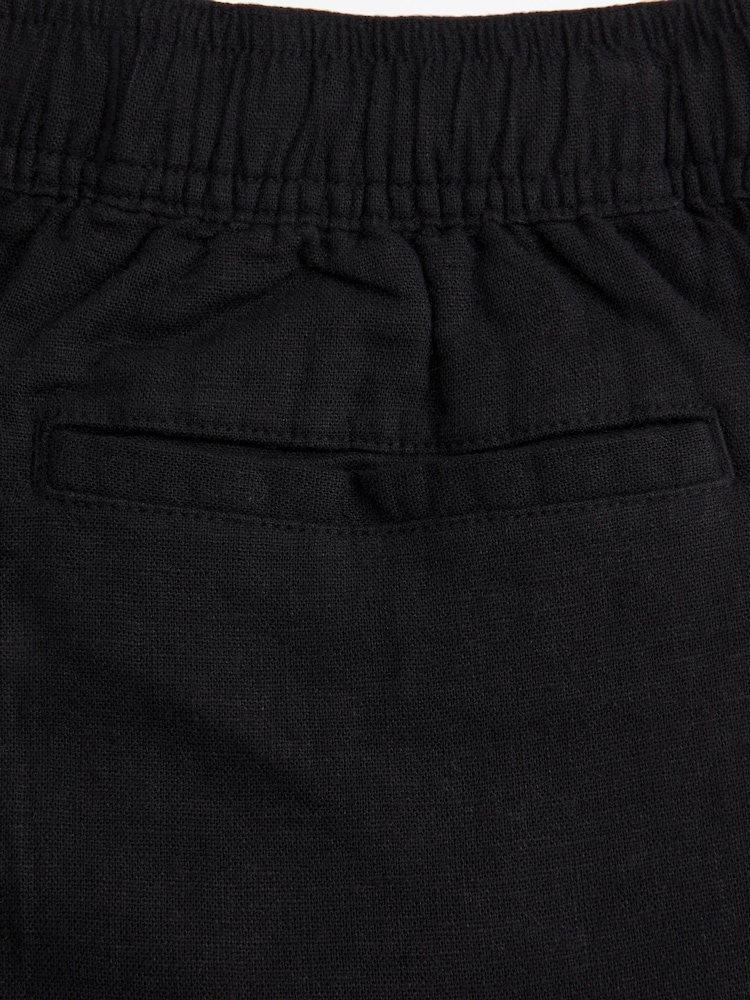 Abercrombie & Fitch Elasticated Waist Linen Look Black Shorts - Image 2 of 2 Abercrombie & Fitch Elasticated Waist Linen Look Black Shorts - Image 2 of 2