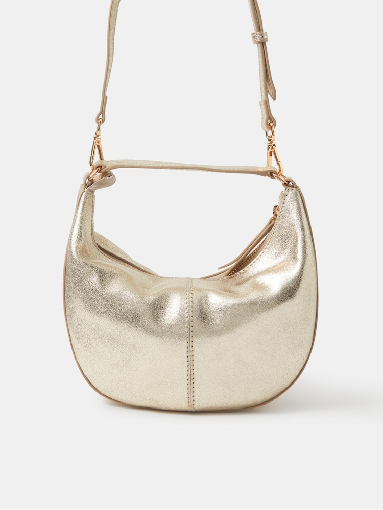 Accessorize Gold Shimmer Suede Handheld Bag - Image 1 of 2 Accessorize Gold Shimmer Suede Handheld Bag - Image 1 of 2