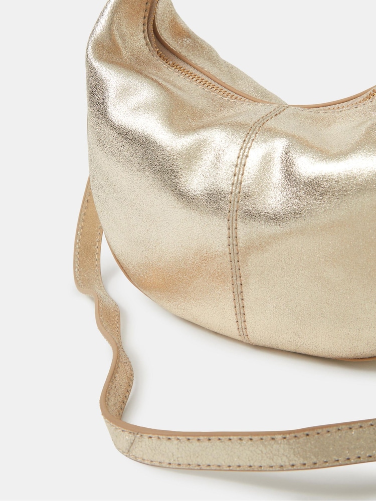 Accessorize Gold Shimmer Suede Handheld Bag - Image 2 of 2 Accessorize Gold Shimmer Suede Handheld Bag - Image 2 of 2
